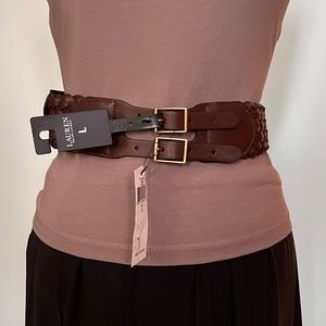 Ralph Lauren size Large Brown Braided Belt with Waist Pouch